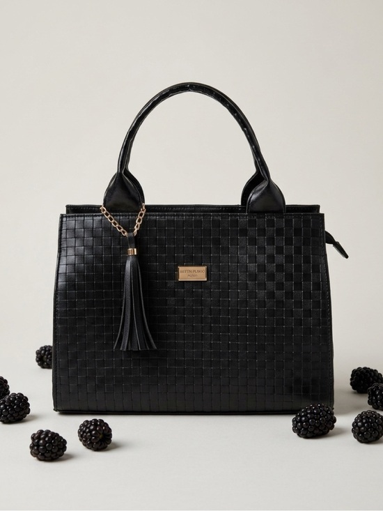 Bell Republic Handbags - Bell Republic 2020 Black Checkerboard Patent Faux Leather Satchel Handbag